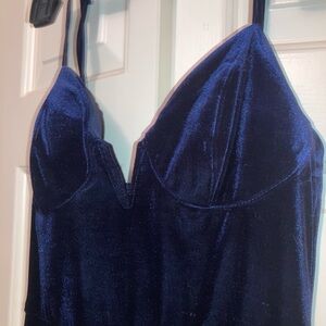 Elegant Blue Velvet Dress